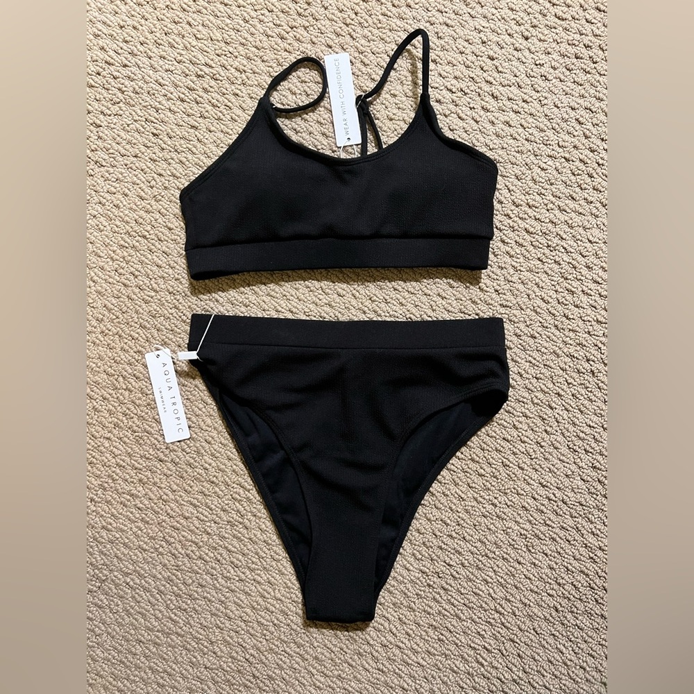 Aqua Tropics Swimwear Black Bikini